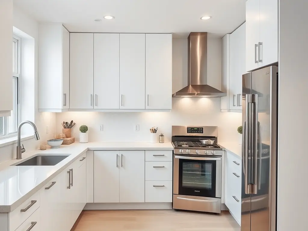 A renovated kitchen with modern appliances and stylish cabinetry, demonstrating GRB Design's kitchen renovation expertise.